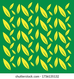 Elegant seamless pattern of yellow leaf on green background