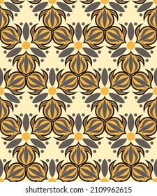 Elegant seamless pattern in yellow-brown tones. Vector illustration for print, fabric, cover, packaging, interior decor, blog decoration and other your projects.
