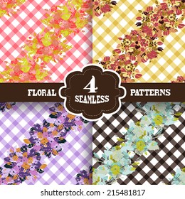 Elegant seamless patterns with hand drawn decorative flowers, design elements. Floral pattern for wedding invitations, greeting cards, scrapbooking, print, gift wrap, manufacturing.
