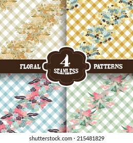 Elegant seamless patterns with hand drawn decorative flowers, design elements. Floral pattern for wedding invitations, greeting cards, scrapbooking, print, gift wrap, manufacturing.