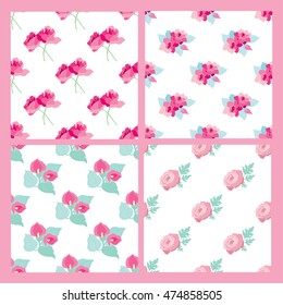 Elegant seamless patterns with hand drawn decorative flowers, design elements. Floral pattern for wedding invitations, greeting cards, scrapbooking, print, gift wrap, manufacturing