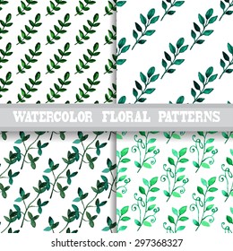 Elegant seamless patterns with watercolor painted flowers, design elements. Floral patterns for wedding invitations, greeting cards, scrapbooking, print, gift wrap, manufacturing