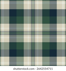 Elegant seamless plaid pattern in calming greens, creams, and blues. Perfect for textile design, website backgrounds, or stationery.  Evokes a sense of rustic charm and sophisticated simplicity.
