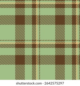 Elegant seamless plaid pattern in soft mint green, brown, and beige.  Perfect for textile design, wallpaper, or wrapping paper. Evokes feelings of warmth and comfort.