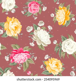 Elegant seamless pony pattern on red background. Vector illustration.