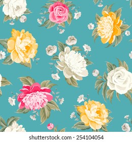 Elegant seamless pony pattern on blue background. Vector illustration.