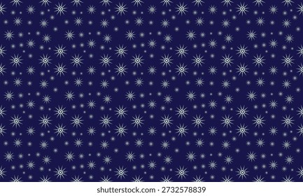 Elegantes, nahtloses, sich wiederholendes Muster mit gepunkteten Sternzeichen-Motiven auf tiefblauem Hintergrund, ideal für Stoff, Tapeten, Umschlagpapier, festliches Design, Branding und digitale Hintergründe.