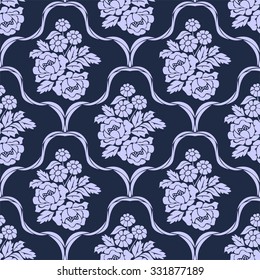 Elegant seamless retro Wallpaper - Ornament with bouquet of Flowers.