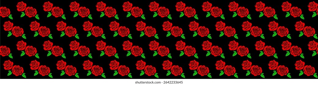Elegant, seamless rose vector for romantic or decorative designs. Perfect for backgrounds, fabrics, and stationery, offering a continuous floral pattern. Ideal for beauty, wedding, and nature themes.