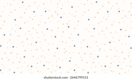 Elegante patrón de estrella sin fisuras con estrellas doradas y navy sobre fondo crema. Vector celestial perfecto para la guardería, decoración de la habitación de los niños, scrapbooking, papel de regalo, y las impresiones digitales.