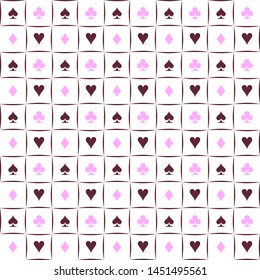 Elegant seamless tiled casino vector pattern on white background.