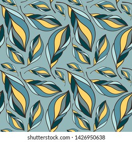Elegant seamless vector pattern with colorful tropical leaves. Template for trendy textile print, texture for packaging and wrapping paper.