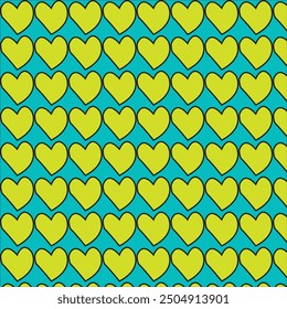 Elegant seamless vector pattern featuring golden hearts. This high-quality design adds a touch of luxury and charm to any project, ideal for backgrounds, textiles, and digital designs.