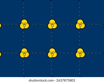 Elegant seamless vector pattern featuring golden cloud-like icons arranged in a dotted grid over a deep navy blue background. Japanese elegant pattern for wallpaper and background