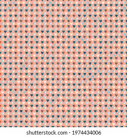 Elegant Seamless vector pattern with little colourful hearts on a pink background. Perfect for printing on fabric, wrapping and gift paper, wallpaper, Valentine and wedding backgrounds.