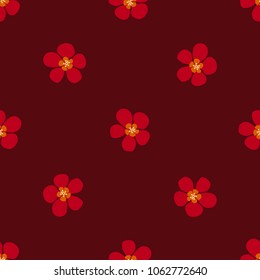 Elegant seamless vector pattern with red hand drawn flowers on brown background. Fashion pattern with floral elements for textile,fabric,fashion decor,print,gift wrap,manufacture and cool home decor. 