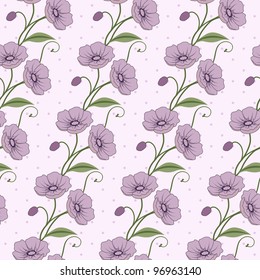 Elegant seamless vector pattern with violet flowers
