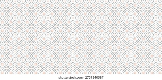Elegant seamless vintage ornamental pattern with delicate peach floral motifs on a clean white background texture