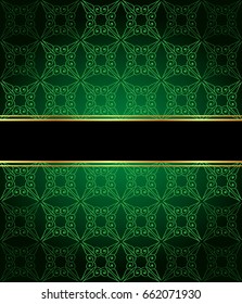 Elegant seamless wallpaper with golden fine decoration and place for your text.