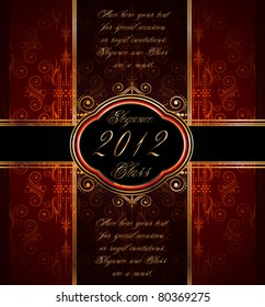 Elegant seamless wallpaper with golden fine decoration and place for your text. Ideal to use for classic invitation flayer or card.