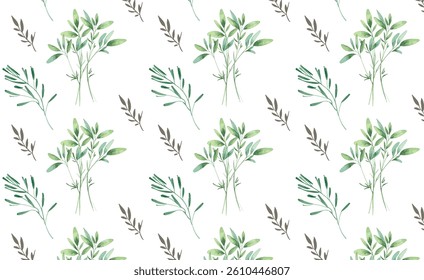 	
Elegant seamless watercolor floral pattern with green leaves – perfect for fabrics, wallpapers, eco packaging, and modern botanical designs.	