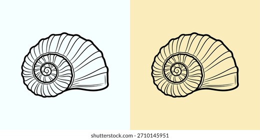 Elegant seashell outlines Two minimalist variations for creative projects