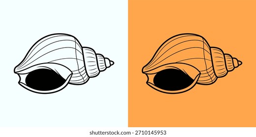 Elegant seashell outlines Two minimalist variations for creative projects