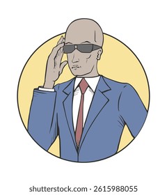 Elegant security man with jacket draw