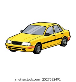 Elegant  Sedan Car Yellow Colored Vector Illustration in Modern Style 