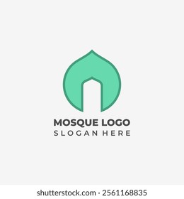 Elegant Semi Lineart Mosque Dome Logo Mint Color