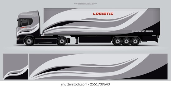 Elegant semi truck and trailer livery design vector file with printable file below