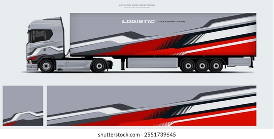 Elegant semi truck and trailer livery design vector file with printable file below