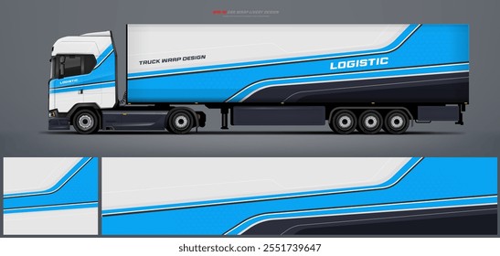 Elegant semi truck and trailer livery design vector file with printable file below