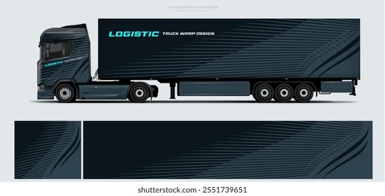 Elegant semi truck and trailer livery design vector file with printable file below