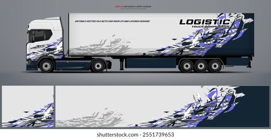 Elegant semi truck and trailer livery design vector file with printable file below