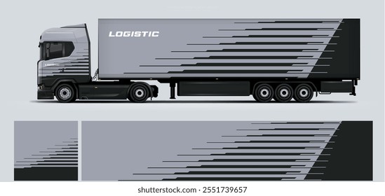 Elegant semi truck and trailer livery design vector file with printable file below