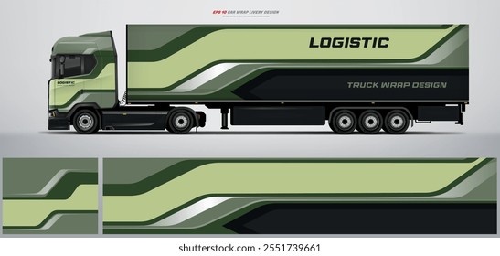 Elegant semi truck and trailer livery design vector file with printable file below