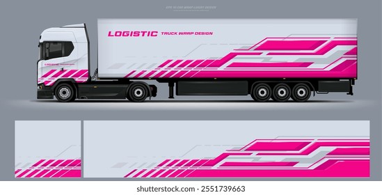 Elegant semi truck and trailer livery design vector file with printable file below