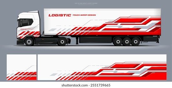 Elegant semi truck and trailer livery design vector file with printable file below