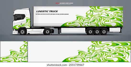 Elegant semi truck and trailer livery design vector file with printable file below