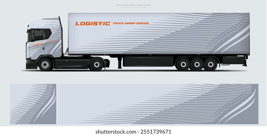 Elegant semi truck and trailer livery design vector file with printable file below