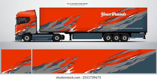 Elegant semi truck and trailer livery design vector file with printable file below