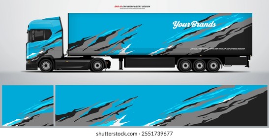 Elegant semi truck and trailer livery design vector file with printable file below