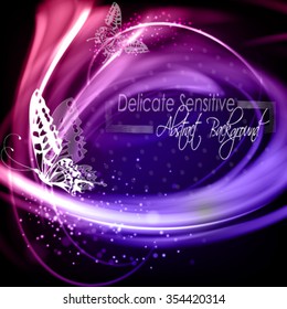 Elegant serenity abstract background. Vector frame with butterflies