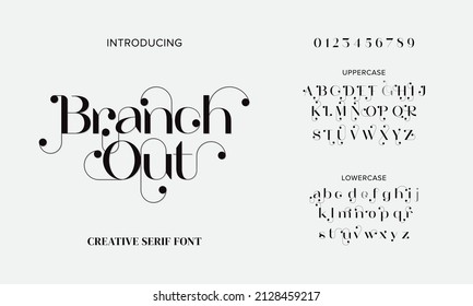 Elegant serif alphabet font. Fashion wedding decorative vintage concept. Vector illustration