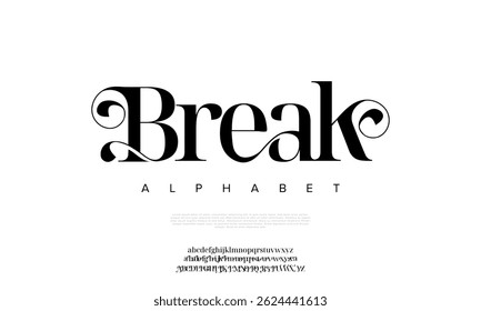 Elegant serif alphabet with modern swash style, perfect for logos, branding, fashion and luxury designs