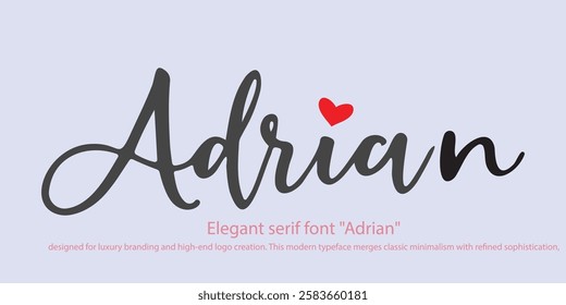 Elegant serif font "Adrian" designed for luxury branding and high-end logo creation. This modern typeface merges classic minimalism with refined sophistication, featuring stylish letters 