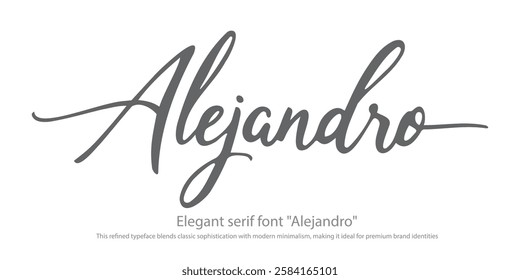 Elegant serif font "Alejandro" designed for luxury branding and high-end logo creation. This refined typeface blends classic sophistication with modern minimalism, making it ideal for premium brand