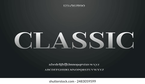 Elegant serif font alphabet letters and numbers typography lettering modern fonts text typeface