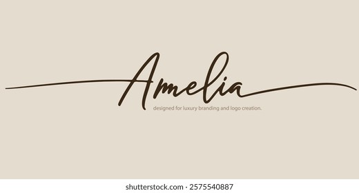 Elegant serif font "Amelia" designed for luxury branding and logo creation. This minimal and classic typeface combines vintage-inspired typography with timeless sophistication